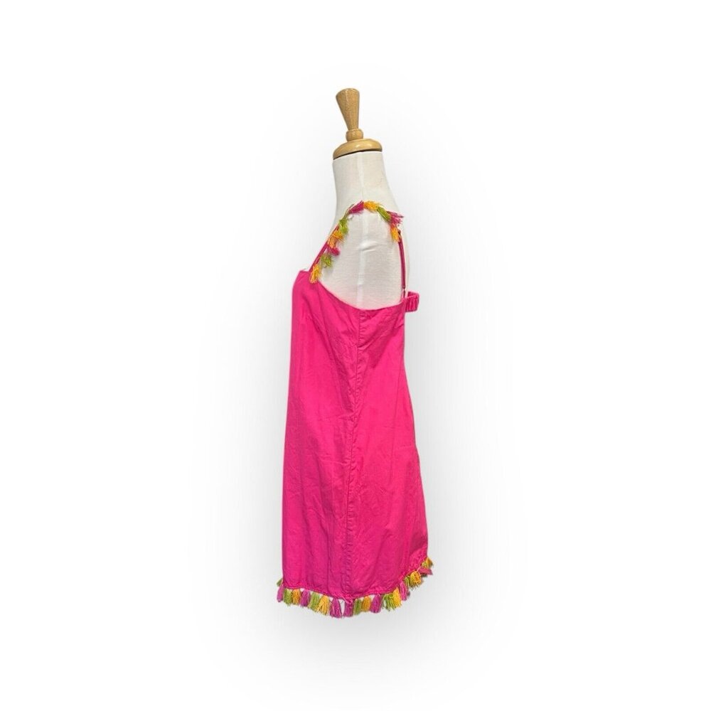 Anthropologie The Hartley Shift Mini Dress Size S Small Pink Fringe - Picture 2 of 7